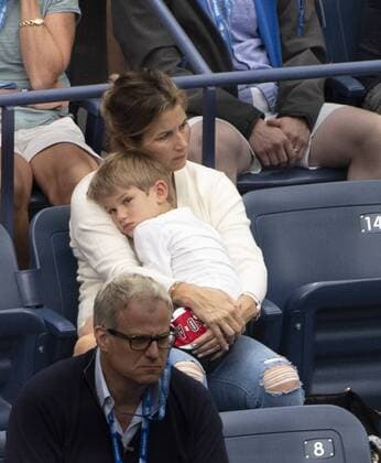 August 28, 2019: Mirka Federer holds her son during Roger FedererÃ¢â‚¬â ¢s match at the US Open being played at Billie Jean King National Tennis Center in Flushing, Queens, NY. Ã‚Â© TENNIS 2019: US Open Aug. 19 - ZUMAc04_ 20190828_zaf_c04_009 Copyright: xJoxBecktoldx