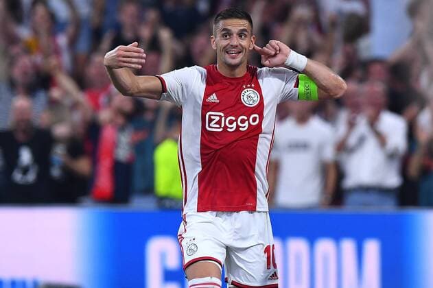 Football Champions League Playoff Round Ajax Amsterdam Apoel Nikosia on 28 08 2019 in the Johann Cruyff ArenA in Amsterdam Goal celebration for 2 0 by Dusan Tadic Amsterdam DFL Regulations prohibit any use of photographs as image sequences and or quasi video xRx
