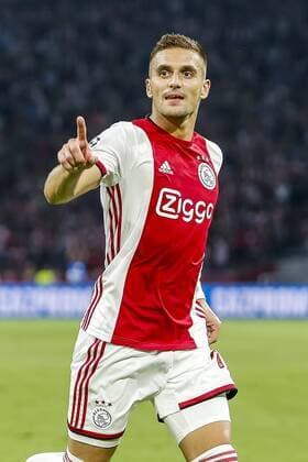 AMSTERDAM , 29-08-2019 , Johan Cruijff ArenA , Champions League playoff, season 2019-2020 , Ajax player Dusan Tadic celebrating the goal 2-0 during the match Ajax - APOEL Nicosia Ajax - APOEL Nicosia  x4212205x Copyright: