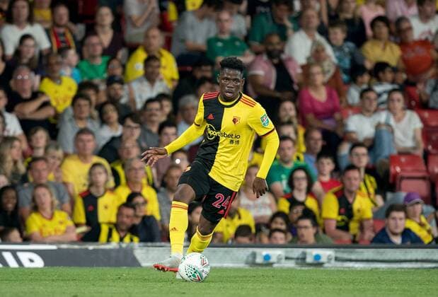 Tom Dele-Bashiru of Watford during the Carabao Cup 2nd round match between Watford and Coventry City at Vicarage Road, Watford, England on 27 August 2019. Copyright: xAndyxRowlandx PMI-3013-0038