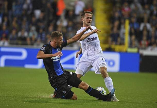 BRUGGE, BELGIUM - AUGUST 28 : Mats Rits midfielder of Club Brugge and Rene Renner of LASK during the Champions League Play-offs 2nd leg match game between Club Brugge and LASK on August 28, 2019 in Brugge, Belgium, 28 08 2019 ( Photo by {Byline:Pc} Photonews FOOTBALL : Club Brugge vs LASK - Champions League Play-offs - 28 08 2019 PHOTONEWS PANORAMIC 