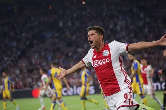 August 28, 2019: AMSTERDAM, NETHERLANDS - AUGUST 28, 2019: Klaas Jan Huntelaar (Ajax) celebrates after scoring during the second leg of the 2019 20 UEFA Champions League Final Final Qualifying Round fixture between AFC Ajax (Netherlands) and Apoel FC (Cyprus) at Johan Cruijff ArenA. UEFA Champions League Qualyfications: Ajax Amsterdam vs APOEL FC - ZUMAm251 20190828_zsp_m251_109 Copyright: xFedericoxGuerraxMaranesix