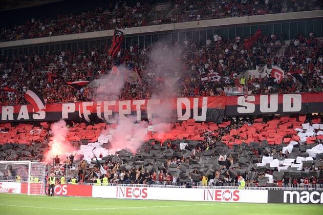 ILLUSTRATION - SUPPORTERS - TIFO - FUMIGENES FOOTBALL : Nice vs Marseille - Ligue 1 Conforama - 28 08 2019 FEP Panoramic 