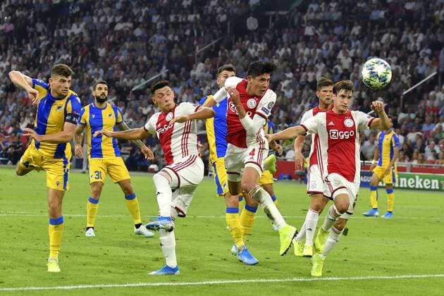 Edson Alvarez (Ajax) scores 1-0 during the UEFA Champions League play-offs 2nd leg Ajax-Apoel on August 28 2019 in Amsterdam, Netherlands. Noxthirdxpartyxsales  (110762778)
