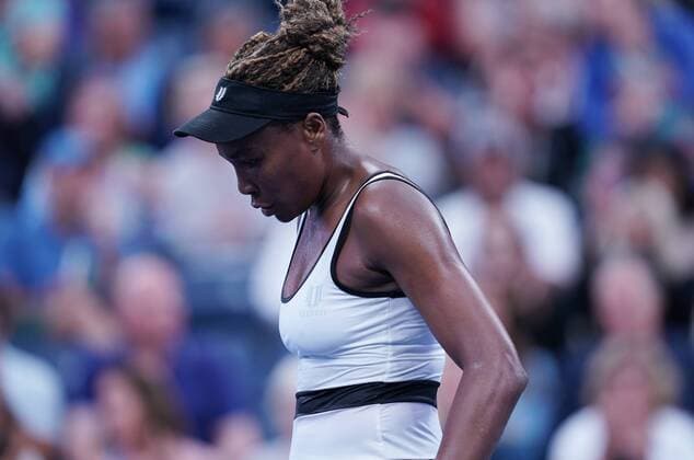 (190829) -- NEW YORK, Aug. 29, 2019 -- Venus Williams of the United States reacts during the women s singles 2nd round match between Venus Williams of the United States and Elina Svitolina of Ukraine at the 2019 US Open in New York, the United States, Aug. 28, 2019. ) (SP)U.S.-NEW YORK-TENNIS-US OPEN-WOMEN S SINGLES LiuxJie 