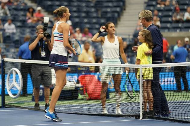 US Open 2019 on August 28, 2019 in New York, US. Pictured: Karolina Pliskova, Mariam Bolkvadze  EN_01390229_0237