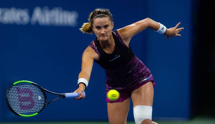August 28, 2019, New York, NEW YORK, United States: Lauren Davis of the United States in action during her second-round match at the 2019 US Open Grand Slam tennis tournament against Ashleigh Barty of Australia US Open 2019, Tennis, New York City, United States, Aug 28 - ZUMAa181 20190828_zaa_a181_087 Copyright: xAFP7x