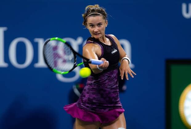 August 28, 2019, New York, NEW YORK, United States: Lauren Davis of the United States in action during her second-round match at the 2019 US Open Grand Slam tennis tournament against Ashleigh Barty of Australia US Open 2019, Tennis, New York City, United States, Aug 28 - ZUMAa181 20190828_zaa_a181_094 Copyright: xAFP7x