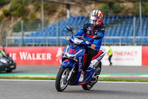 Pierre Gasly Red Bull Toro Rosso Honda makes with the moped the circuit visit, Grand Prix of Belgium 2019, Motorsport, Formula 1, 29 08 2019, Grand Prix of Belgium 2019, Motorsport, Formula 1, 29 08 2019, Formula 1, 29 08 2019 Copyright: xEIBNER AlexanderxNeisx EP_ANS