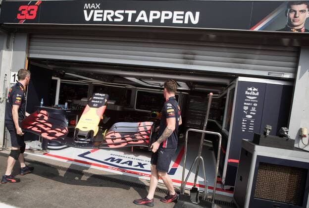 Red Bull s Dutch driver Max Verstappen s garage pictured during the preparations ahead of the Spa-Francorchamps Formula One Grand Prix of Belgium race, in Spa-Francorchamps, Thursday 29 August 2019. BENOITxDOPPAGNE  x05651170x