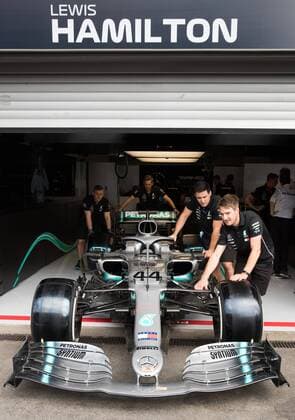 Mercedes British driver Lewis Hamilton s team moves his car during the preparations ahead of the Spa-Francorchamps Formula One Grand Prix of Belgium race, in Spa-Francorchamps, Thursday 29 August 2019. BENOITxDOPPAGNE  x05651173x