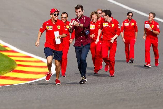 FORMULA 1 2019 JOHNNIE WALKER BELGIAN GRAND PRIX, 29 08 01 09 2019 29 08 2019 Circuit de Spa Francorchamps, Spa Franchorchamps, FORMULA 1 2019 JOHNNIE WALKER BELGIAN GRAND PRIX, 29 08 01 09 2019 , in the picture Sebastian Vettel GER 5 , Scuderia Ferrari Mission Winnow running up the Eau Rouge nordphotoxBratic nph00250