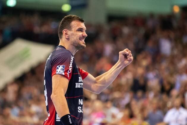 SG Flensburg Handewitt vs. Rhein Neckar Loewen, LIQUI MOLY Handball Bundesliga, Flensburg 29 08 19 Cheers after victory Michal Jurecki SG Flensburg Handewitt, 55 Copyright: xBEAUTIFULxSPORTS MarioxM.xKobergx