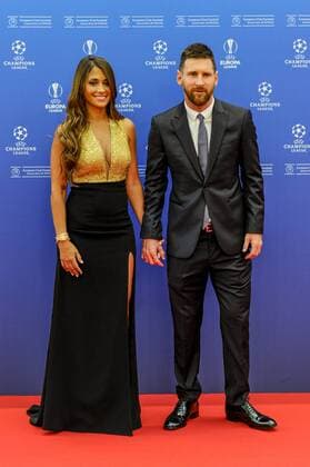 Fußball, Champions League, Gruppen-Auslosung in Monaco Lionel Messi et sa femme Antonella Roccuzzo Messi FOOTBALL : UEFA Draw - Champion s League - Monaco - 29 08 2019 NorbertScanella PanoramiC 