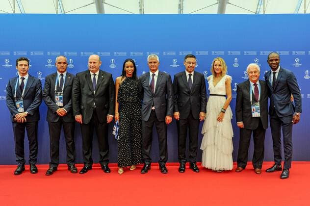 Fußball, Champions League, Gruppen-Auslosung in Monaco Josep Maria Bartomeu (president du FC Barcelone) - Eric Abidal FOOTBALL : UEFA Draw - Champion s League - Monaco - 29 08 2019 NorbertScanella PanoramiC 