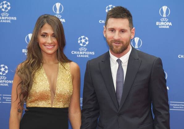 Monaco, Monte Carlo - August 29, 2019: UEFA Champions League Group Stage Draw and Player of the Year Awards, Season Kick Off 2019-2020 with Lionel Messi of FC Barcelona, Barca and wife Antonella Roccuzzo 2019 2020 UEFA Champions League Group Stage Draw in Monaco