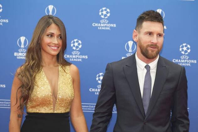 Monaco, Monte Carlo - August 29, 2019: UEFA Champions League Group Stage Draw and Player of the Year Awards, Season Kick Off 2019-2020 with Lionel Messi of FC Barcelona, Barca and wife Antonella Roccuzzo 2019 2020 UEFA Champions League Group Stage Draw in Monaco