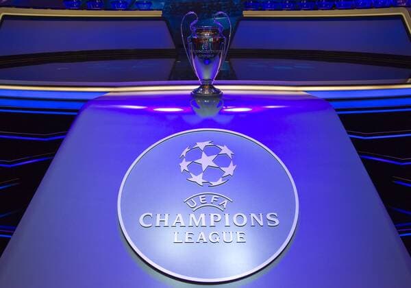 Monaco, Monte Carlo - August 29, 2019: UEFA Champions League Group Stage Draw and Player of the Year Awards, Season Kick Off 2019-2020 Atmosphere with Trophy 2019 2020 UEFA Champions League Group Stage Draw in Monaco