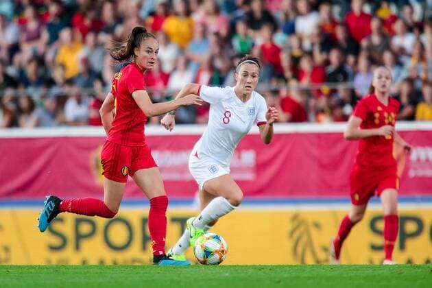 Fußball, Damen Länderspiel, Belgien - England HEVERLEE, BELGIUM - AUGUST 29: Tessa Wullaert of Belgium during the International Friendly, Länderspiel, Nationalmannschaft women match between Belgium and England at the King Power at Den Dreef Stadion on August 29, 2019 in Heverlee, Belgium, 29 08 2019. FOOTBALL FEMININ : Belgique Vs Angleterre - Amical - 29 08 2019 PhotoNews Panoramic 