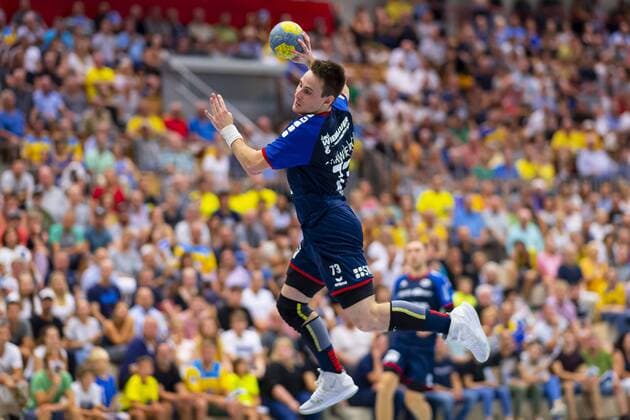 Konstanz, Germany 30 August 2019 2 BL 19 20 HSG Konstanz vs SG BBM Bietigheim Martin Marcec SG BBM Bietigheim Konstanz Baden Württemberg Germany