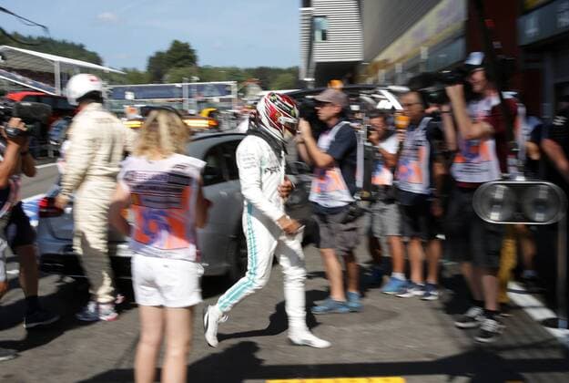 FORMULA 1 2019 JOHNNIE WALKER BELGIAN GRAND PRIX, 29 08 01 09 2019 31 08 2019, Circuit de Spa Francorchamps, Spa Franchorchamps, FORMULA 1 2019 JOHNNIE WALKER BELGIAN GRAND PRIX, 29 08 01 09 2019 , pictured Lewis Hamilton GB 44 , Mercedes AMG Petronas Motorsport returns to the pits nordphotoxBratic nph00250