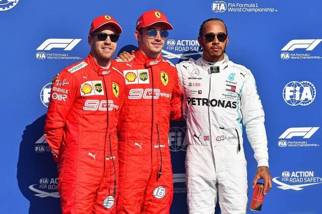 31 08 2019, xekx, Motorsport FIA Formula 1, Belgian Grand Prix 2019 Qualifying emspor, v l 2 Sebastian Vettel Ferrari , 1 Charles Leclerc Ferrari , 3 Lewis Hamilton Mercedes AMG Petronas DFL DFB REGULATIONS PROHIBIT ANY USE OF PHOTOGRAPHS as IMAGE SEQUENCES and or QUASI VIDEO Spa eel-fotografie Eberhard Krieger