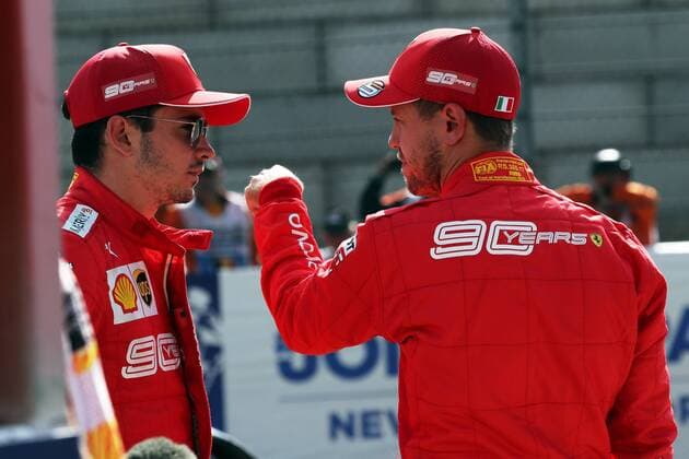 Photo4 LaPresse 31 08 2019 Spa Francorchamps, Belgio Grand Prix Formula One Belgio 2019 In the pic: pole position Charles Leclerc (MON) Scuderia Ferrari SF90 and 2nd position Sebastian Vettel (GER) Scuderia Ferrari SF90  Copyright: xPhoto4 LaPressex