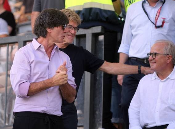 SC Freiburg 1 FC Köln Deutschland, Freiburg, 31 08 2019, Football, Bundesliga, Season 2019 2020, 3 Matchday, SC Freiburg 1 FC Köln 1 2 v l Joachim Löw DFB , Fritz Keller President SC Freiburg , DFL DFB REGULATIONS PROHIBIT ANY USE OF PHOTOGRAPHS AS IMAGE SEQUENCES AND OR QUASI VIDEO