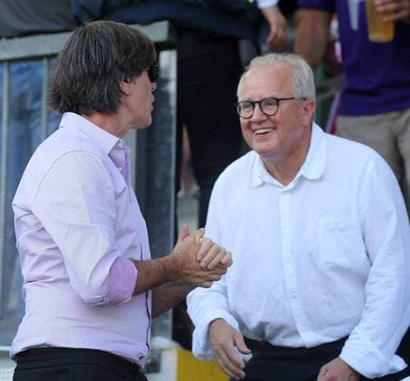 SC Freiburg 1 FC Köln Deutschland, Freiburg, 31 08 2019, Football, Bundesliga, Season 2019 2020, 3 Matchday, SC Freiburg 1 FC Köln 1 2 v l Joachim Löw DFB , Fritz Keller President SC Freiburg , DFL DFB REGULATIONS PROHIBIT ANY USE OF PHOTOGRAPHS AS IMAGE SEQUENCES AND OR QUASI VIDEO