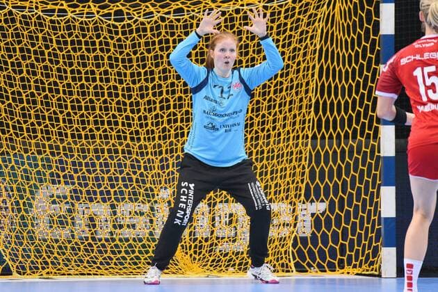Marie Davidsen Thueringer HC 12 in goal DHB, Handbal, Women, HBF , Super Cup , Ludwigsburg, 31 08 2019, photo TBaur Eibner SG BBM Bietigheim vs. Thueringer HC Ludwigsburg Copyright: xEIBNER TobiasxBaurx EP_TBR