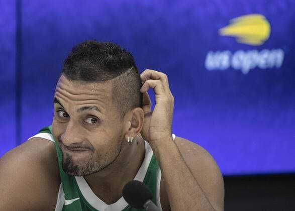 Sport Bilder des Tages August 31, 2019, Flushing Meadows, New York, United States of America: Nick Kyrgios during a press conference, PK, Pressekonferenz after losing his match against Andrey Rublev on Day 6 of the 2019 US Open at USTA Billie Jean King National Tennis Center on Saturday August 31, 2019 in the Flushing neighborhood of the Queens borough of New York City. Andrey Rublev defeats Nick Kyrgios, 7-6(5) 7-6(5) 6-3. JAVIER ROJAS PI Nick Kyrgios Press Conference - ZUMAp124 20190831_zaa_p124_137 Copyright: xJavierxRojas Pix