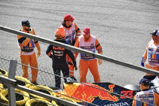 Red Bull s Dutch driver Max Verstappen had to stop during the Spa-Francorchamps Formula One Grand Prix of Belgium race, in Spa-Francorchamps, Sunday 01 September 2019. NICOLASxLAMBERT  x05653563x