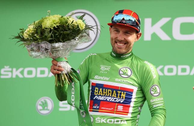 Germany Tour Erfurt 01 09 2019 , Erfurt, Messe, Deutschland Tour, Final stage, Finish crossing Finish of the elite of cycling professionals in the picture Sonny Colbrelli Bahrain Merida wins the stage Eisenach Erfurt and the Green Jersey