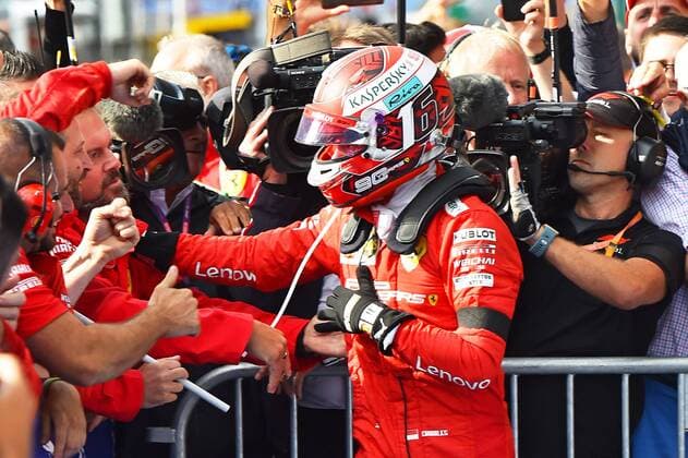 01 09 2019, xekx, Motorsport FIA Formula 1, Grand Prix of Belgium 2019 race emspor, winner, 1 place, Charles Leclerc Ferrari DFL DFB REGULATIONS PROHIBIT ANY USE OF PHOTOGRAPHS as IMAGE SEQUENCES and or QUASI VIDEO Spa eel-fotografie Eberhard Krieger