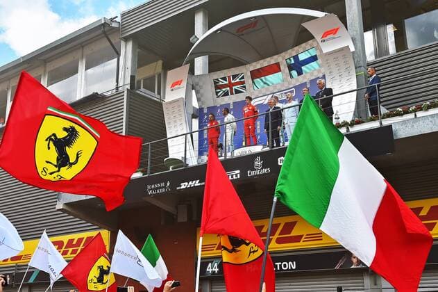 01 09 2019, xekx, Motorsport FIA Formula 1, Grand Prix of Belgium 2019 race emspor, award ceremony, 1 place Charles Leclerc Ferrari , 2 place Lewis Hamilton Mercedes AMG Petronas , 3 place Valtteri Bottas Mercedes AMG Petronas DFL DFB REGULATIONS PROHIBIT ANY USE OF PHOTOGRAPHS as IMAGE SEQUENCES and or QUASI VIDEO Spa eel-fotografie Eberhard Krieger