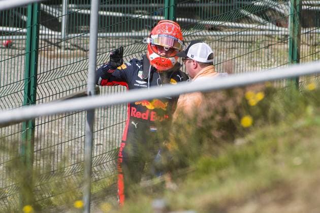 Red Bull s Dutch driver Max Verstappen and pictured after a crash in the first lap of the Spa-Francorchamps Formula One Grand Prix of Belgium race, in Spa-Francorchamps, Sunday 01 September 2019. NICOLASxLAMBERT  x05653721x