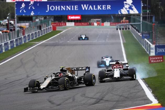 Photo4 LaPresse 01 09 2019 Spa Francorchamps, Belgio Grand Prix Formula One Belgio 2019 In the pic: Kevin Magnussen (DEN) Haas F1 Team VF-19 and Kimi Raikkonen (FIN) Alfa Romeo Racing C38  Copyright: xPhoto4 LaPressex