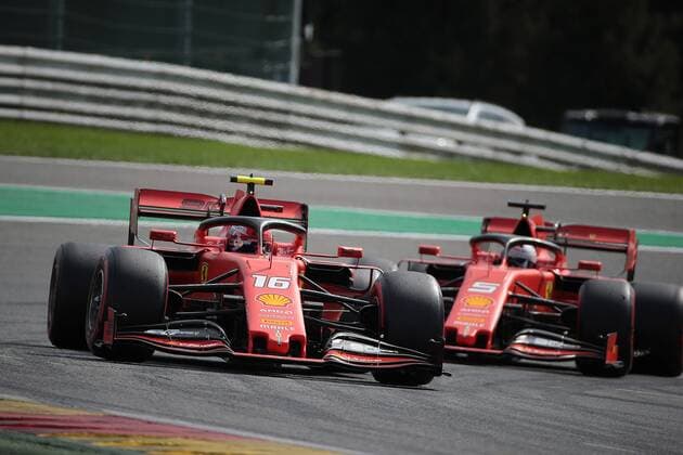 Photo4 LaPresse 01 09 2019 Spa Francorchamps, Belgio Grand Prix Formula One Belgio 2019 In the pic: Charles Leclerc (MON) Scuderia Ferrari SF90, Sebastian Vettel (GER) Scuderia Ferrari SF90  Copyright: xPhoto4 LaPressex