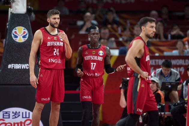 Basketball Shenzhen 01 09 2019 FIBA Basketball World Championships World Cup World Championship France FRA Germany GER Dennis Schröder Schroeder Germany, No 17 Schröder Schroder Maximilian Kleber Germany, No 24 Ismet Akpinar Germany, No 08