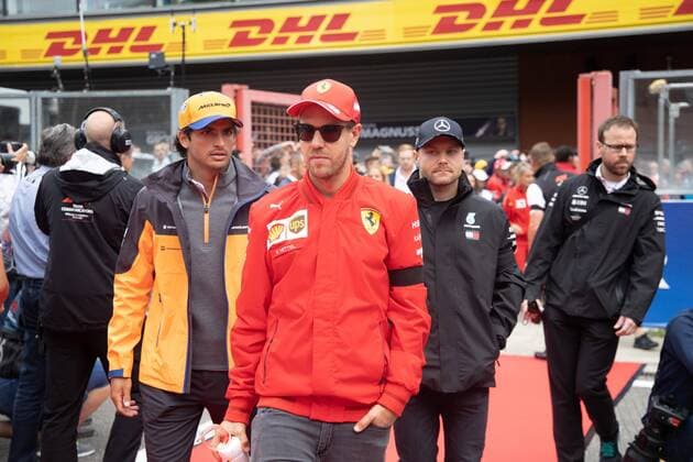 Spa 01 09 2019 GP F1 Belgique Dimanche Course Sainz N°55 Mc Laren)Vettel N°5 Ferrari-Bottas N°77 FORMULE 1 : Grand Prix de Belgique - Spa Francorchamps - 01 09 2019 PhotoNews Panoramic 