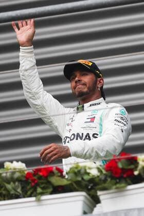 (190902) -- SPA-FRANCORCHAMPS, Sept. 2, 2019 -- Lewis Hamilton of Mercedes greets the fans during the awarding ceremony after the Formula 1 Belgian Grand Prix at Spa-Francorchamps Circuit, Belgium, Sept. 1, 2019. ) (SP)BELGIUM-SPA-FRANCORCHAMPS-F1-BELGIAN GRAND PRIX ZhengxHuansong 