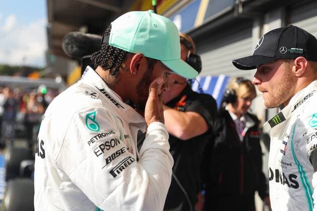 (190902) -- SPA-FRANCORCHAMPS, Sept. 2, 2019 -- Lewis Hamilton (L) of Mercedes reacts after the Formula 1 Belgian Grand Prix at Spa-Francorchamps Circuit, Belgium, Sept. 1, 2019. ) (SP)BELGIUM-SPA-FRANCORCHAMPS-F1-BELGIAN GRAND PRIX ZhengxHuansong 