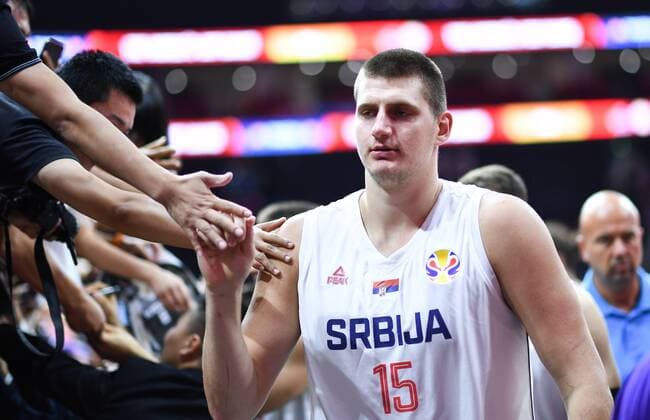 (190902) -- FOSHAN, Sept. 2, 2019 -- Nikola Jokic of Serbia greet fans after the group D match between Serbia and the Philippines at the 2019 FIBA World Cup in Foshan, south China s Guangdong Province, Sept. 2, 2019. ) (SP)CHINA-FOSHAN-BASKETBALL WM FIBA WORLD CUP-GROUP D-SERBIA VS THE PHILIPPINES (CN) XuexYubin 