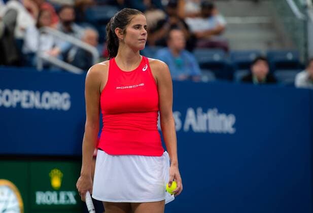 September 2, 2019, New York, NEW YORK, UNITED STATES: Julia Goerges of Germany in action during her first-round match at the 2019 US Open Grand Slam tennis tournament against Donna Vekic of Croatia US Open 2019, Tennis, New York City, United States, Sep 2 - ZUMAa181 20190902_zaa_a181_083 Copyright: xAFP7x