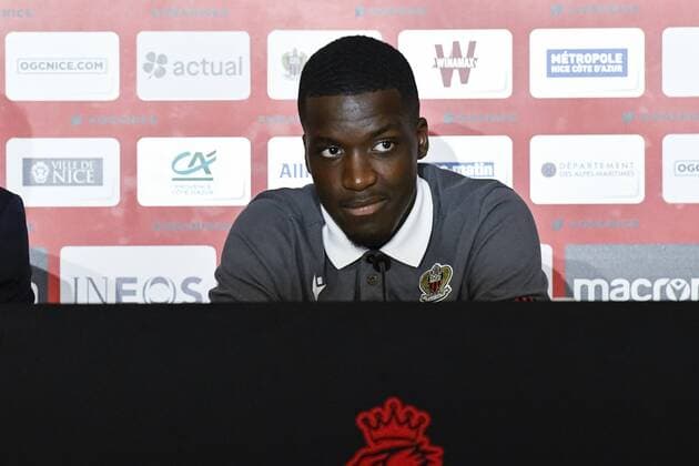 Stanley Nsoki (OGC Nice) FOOTBALL : Conference de presentation de Stanley Nsoki - Nice - 03 09 2019 NorbertScanella PanoramiC 