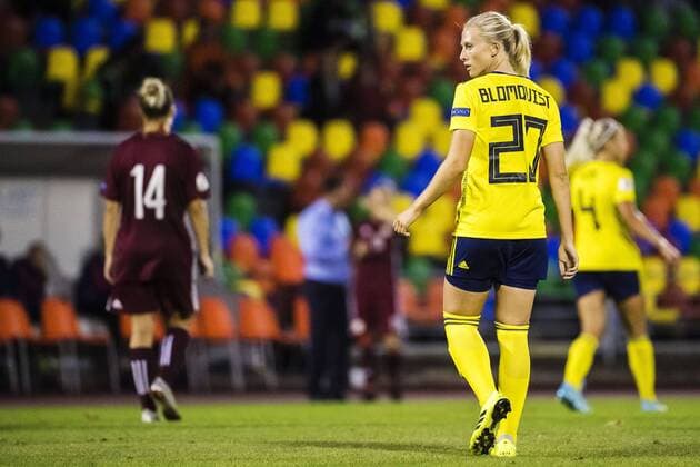 190903 Rebecka Blomqvist of Sweden during the UEFA Womens Euro Qualifier football match between Latvia and Sweden on September 3, 2019 in LiepÄ ja Photo Simon Hastegard Bildbyran Code SH 180119 bbeng football football soccer soccer women women euro qualify em qualify in Latvia sweden liepaja,  Copyright: SIMONxHASTEGARD BB190903SH054
