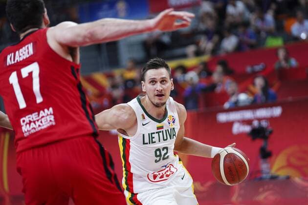 DONGGUAN, CHINA - SEPTEMBER 03: Edgaras Ulanovas 92 of Lithuania drives the ball during FIBA WM World Cup 2019 Group H match between Lithuania and Canada at Dongguan Basketball Centre on September 3, 2019 in Dongguan, Guangdong Province of China.  Copyright: xVCGx CFP111244091837 