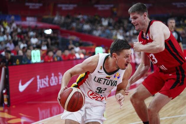 DONGGUAN, CHINA - SEPTEMBER 03: Edgaras Ulanovas 92 of Lithuania handles the ball during FIBA WM World Cup 2019 Group H match between Lithuania and Canada at Dongguan Basketball Centre on September 3, 2019 in Dongguan, Guangdong Province of China.  Copyright: xVCGx CFP111244091840 