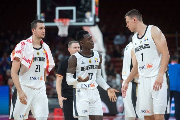 Basketball Shenzhen 03 09 2019 FIBA Basketball World Championships World Cup World Championship Germany GER Dominican Republic DOM Dennis Schröder Schroeder Germany, No 17 Schröder Schroder Paul Zipser Germany, No 21 Johannes Voigtmann Germany, No 07