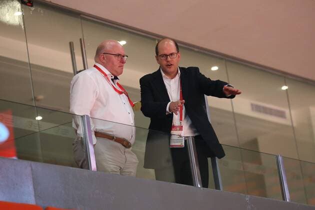 l-r: Ingo Weiss DBB-Praesident und Andreas Zagklis Generalsekretaer der FIBA, Deutschland vs. Jordanien, Basketball, Vorrunde, FIBA World Cup 2019, 05.09.2019 Shenzhen China China *** l r Ingo Weiss DBB President and Andreas Zagklis General Secretary of FIBA, Germany vs. Jordan, Basketball, Preliminary Round, FIBA World Cup 2019, 05 09 2019 Shenzhen China China Copyright: xkolbert-press MatthiasxStickelx
